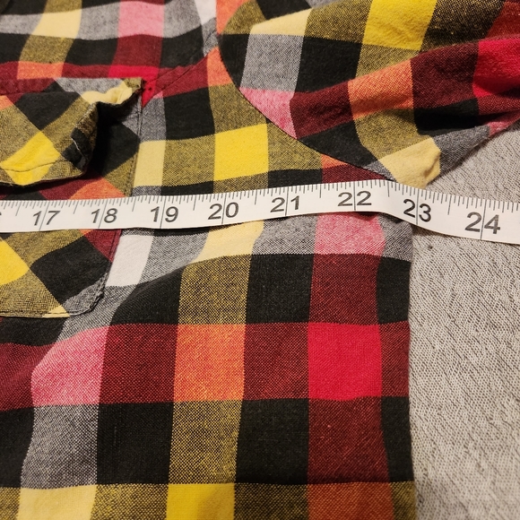 Erica Brooke checkered plaid retro  button down 3/4 sleeves - Picture 7 of 9